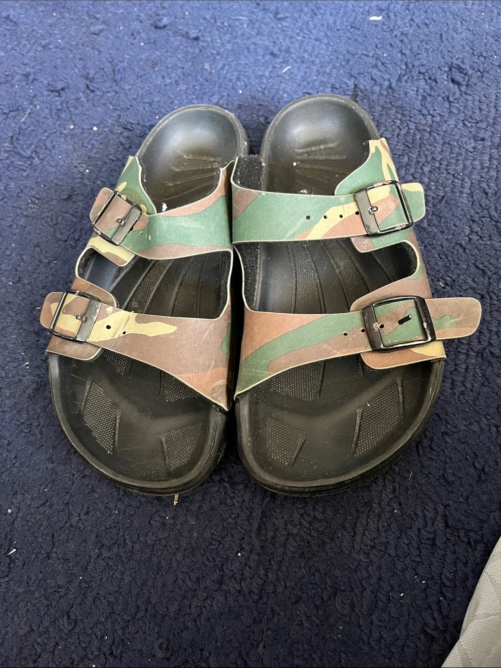 Kids Camo Adjustable Double-Buckle Slide Sandals - Green/Brown